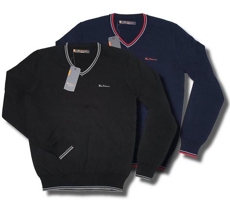 Classic Ben Sherman Retro Mod Knit V Neck Jumper Black / Navy Preview